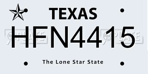 HFN4415 Texas License Plate