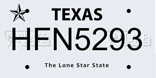 HFN5293 Texas License Plate
