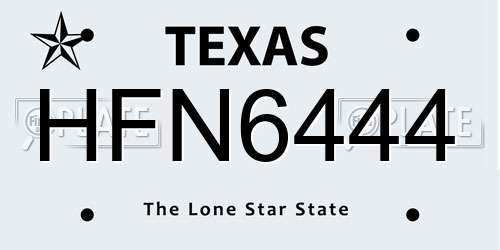 HFN6444 Texas License Plate