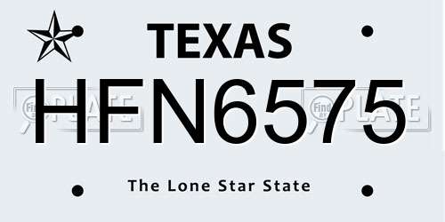 HFN6575 Texas License Plate