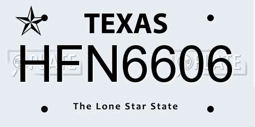HFN6606 Texas License Plate