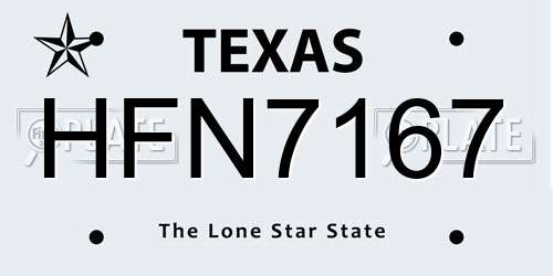HFN7167 Texas License Plate