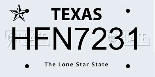 HFN7231 Texas License Plate