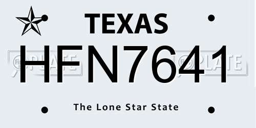 HFN7641 Texas License Plate