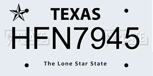 HFN7945 Texas License Plate