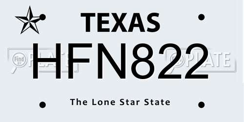 HFN822 Texas License Plate
