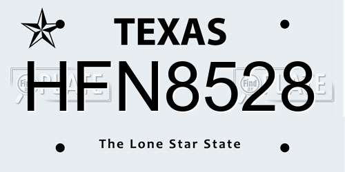 HFN8528 Texas License Plate