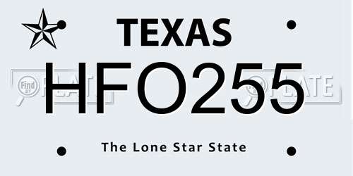 HFO255 Texas License Plate