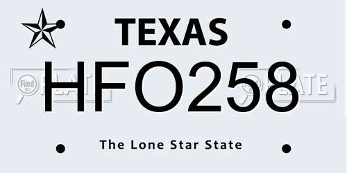 HFO258 Texas License Plate