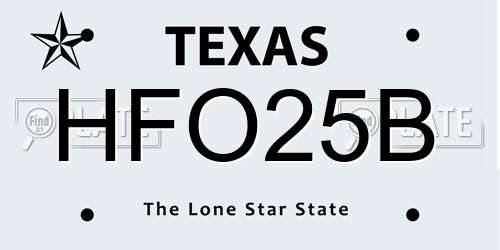 HFO25B Texas License Plate