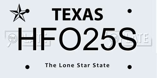 HFO25S Texas License Plate