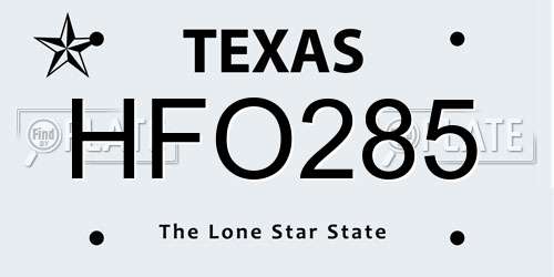 HFO285 Texas License Plate