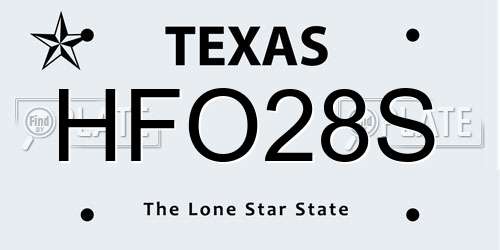 HFO28S Texas License Plate