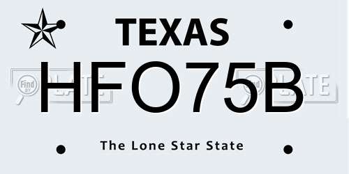 HFO75B Texas License Plate