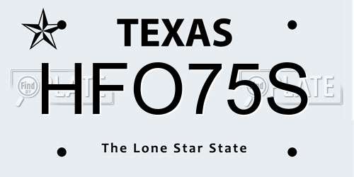 HFO75S Texas License Plate