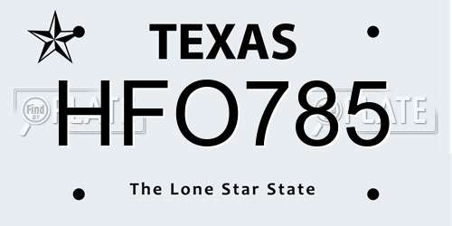 HFO785 Texas License Plate