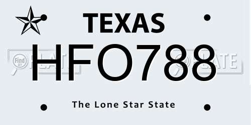 HFO788 Texas License Plate