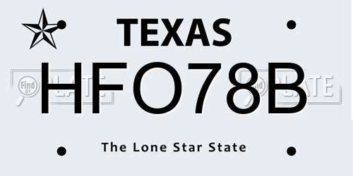 HFO78B Texas License Plate