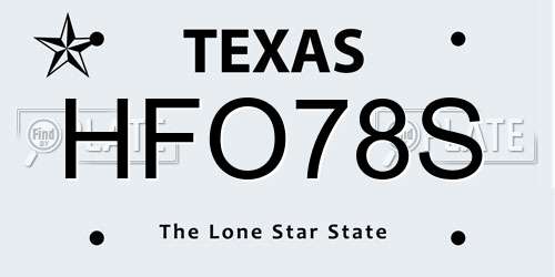 HFO78S Texas License Plate