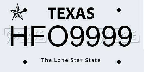 HFO9999 Texas License Plate