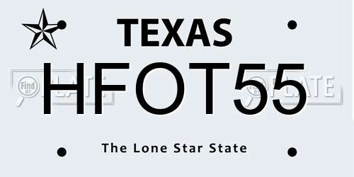 HFOT55 Texas License Plate