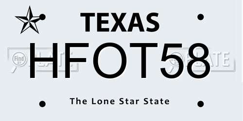 HFOT58 Texas License Plate