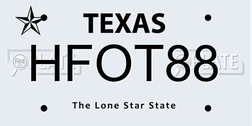 HFOT88 Texas License Plate