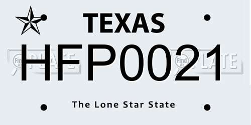 HFP0021 Texas License Plate