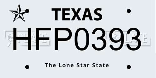 HFP0393 Texas License Plate