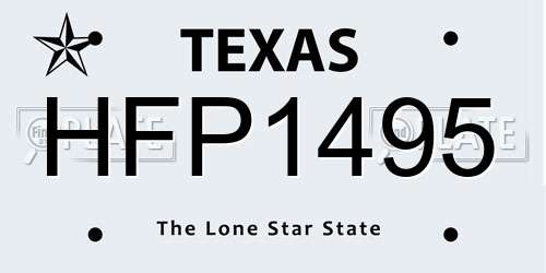 HFP1495 Texas License Plate