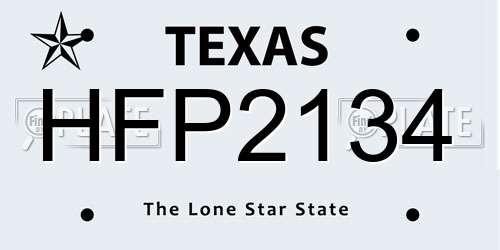 HFP2134 Texas License Plate