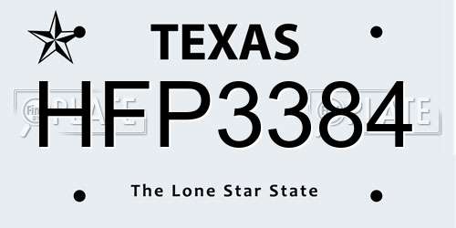HFP3384 Texas License Plate