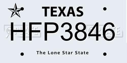 HFP3846 Texas License Plate