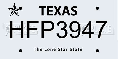 HFP3947 Texas License Plate