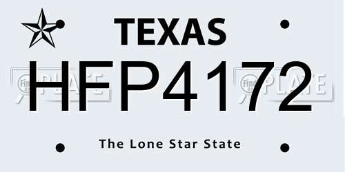 HFP4172 Texas License Plate