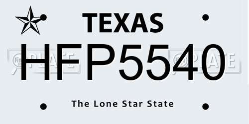 HFP5540 Texas License Plate
