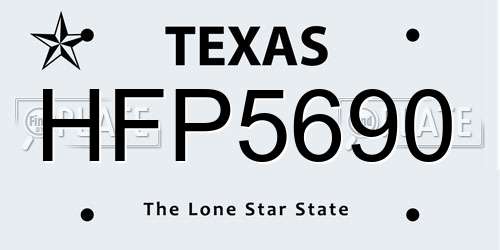 HFP5690 Texas License Plate