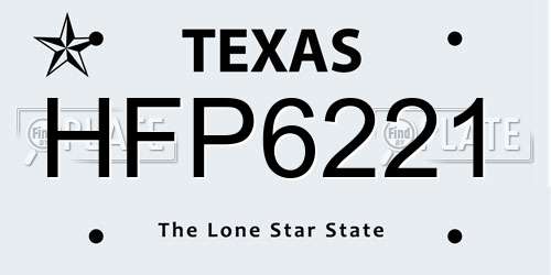 HFP6221 Texas License Plate