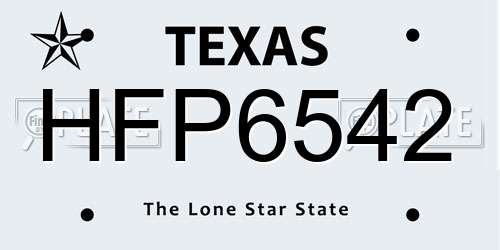 HFP6542 Texas License Plate