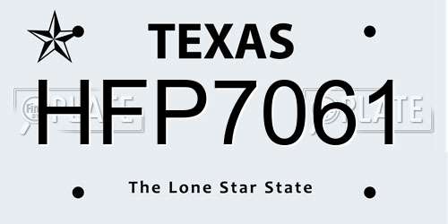 HFP7061 Texas License Plate