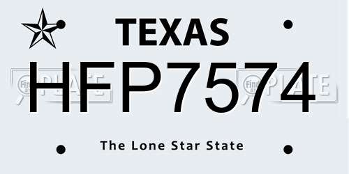 HFP7574 Texas License Plate
