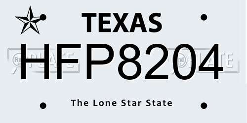 HFP8204 Texas License Plate