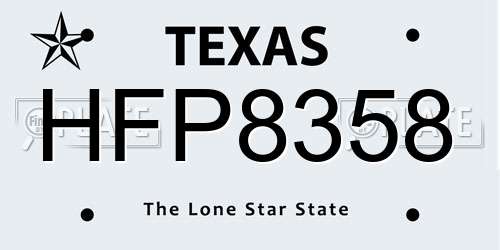 HFP8358 Texas License Plate