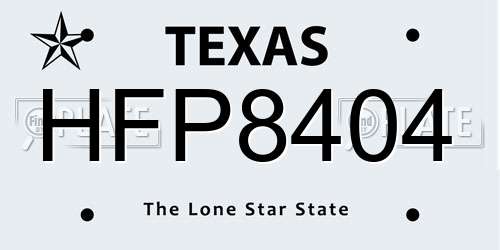 HFP8404 Texas License Plate
