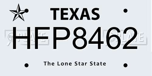 HFP8462 Texas License Plate