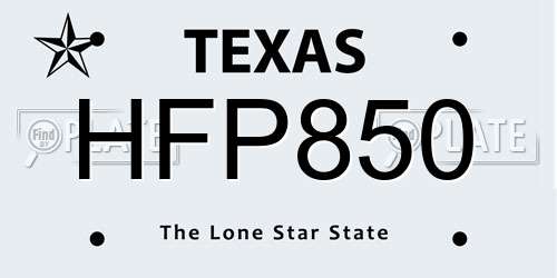 HFP850 Texas License Plate