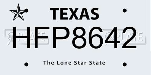 HFP8642 Texas License Plate