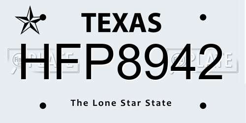 HFP8942 Texas License Plate
