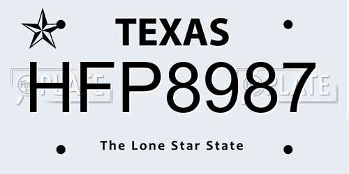 HFP8987 Texas License Plate