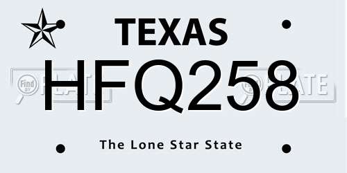 HFQ258 Texas License Plate
